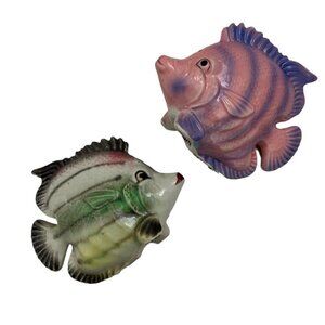 Vintage Salt Pepper Shakers Tropical Ceramic Fish Made In Japan AS IS